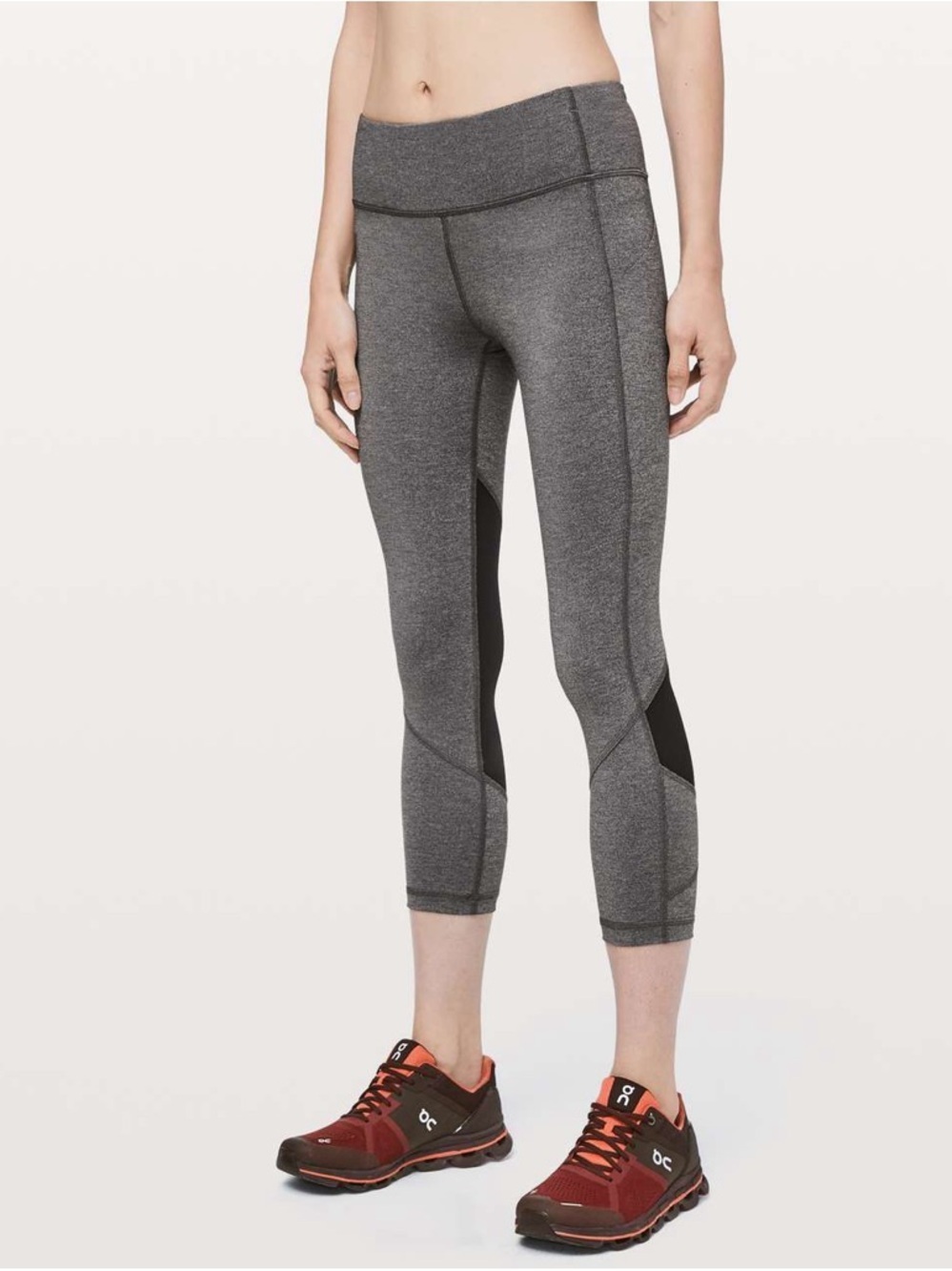 Lululemon Pace Rival 22" Crop Leggings in Heathered Black/Black 4